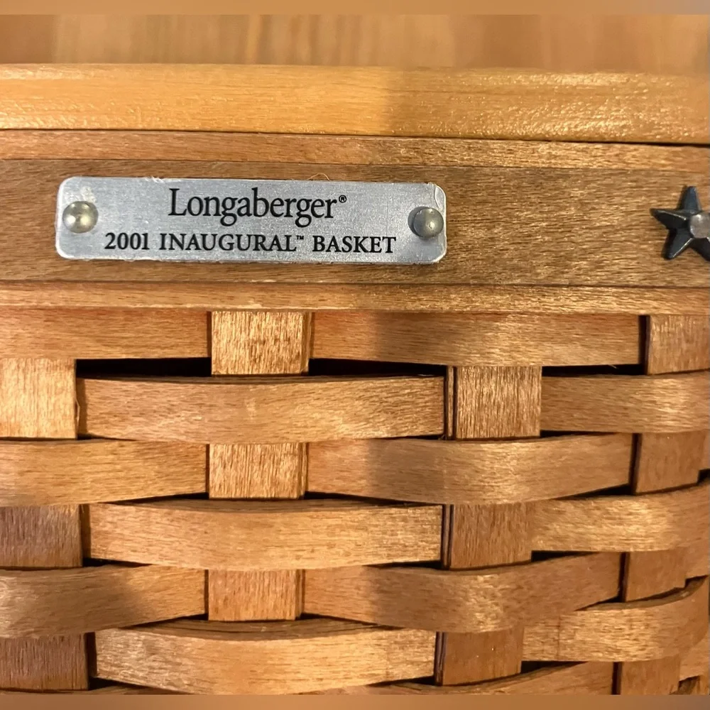 NEW Longaberger Inaugural 2001 Patriotic Red and Tan Woven Basket Vintage 6”x7”
